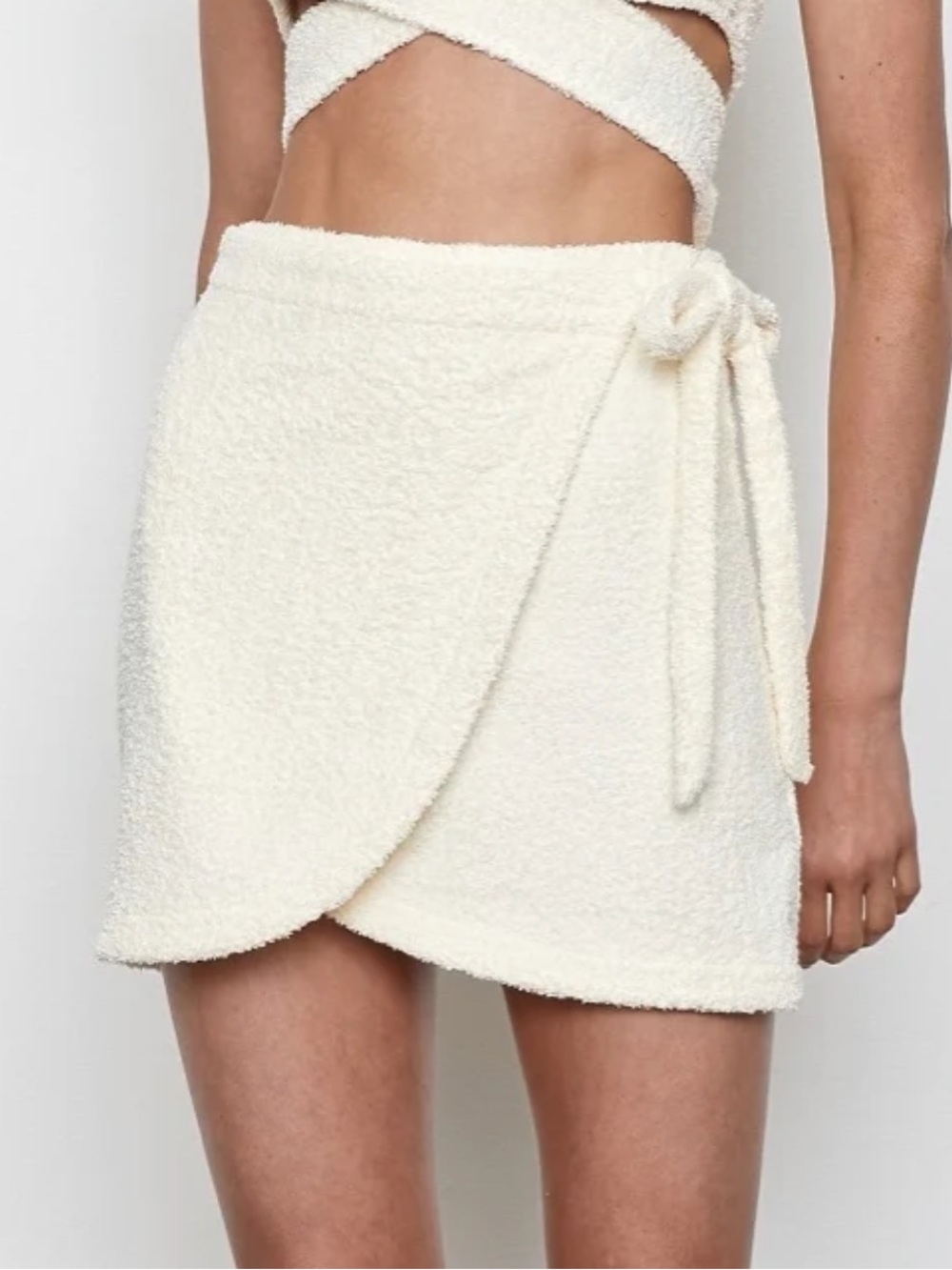 Atoir Cream Terry Wrap Mini Skirt